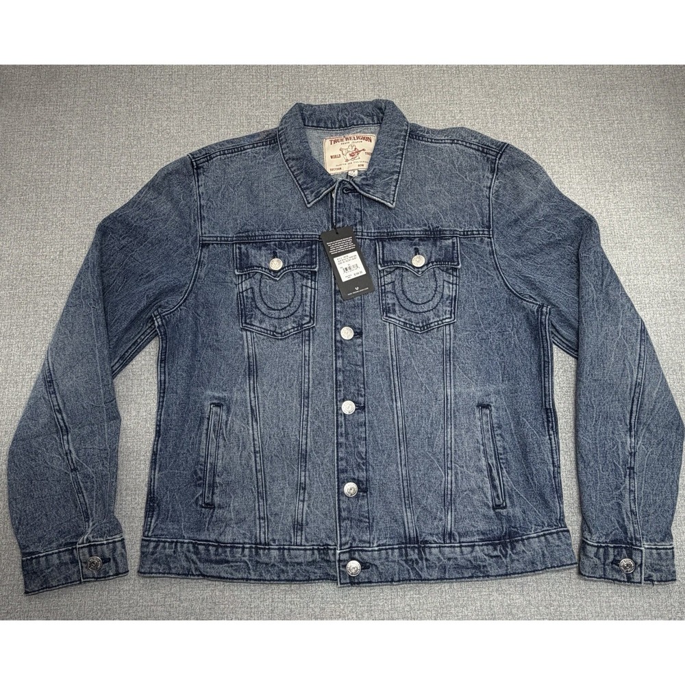 True Religion Men's Jesse SN Trucker Jean Jacket Size XL Dreamy Wash Denim NWT